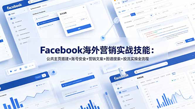 （19083期）Facebook海外营销实战技能：公共主页搭建+账号安全+营销文案+图谱搜索+投流实操全流程-齐力副业