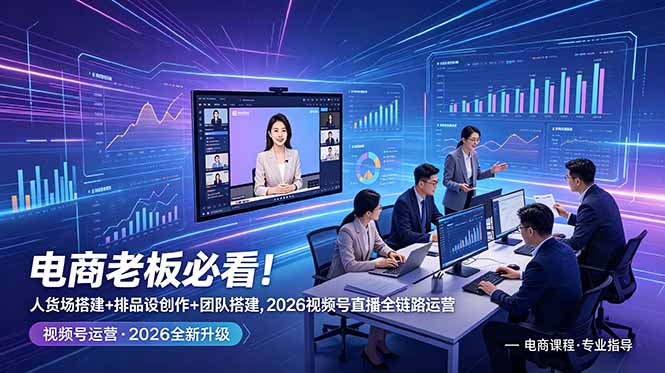 (18845期)电商老板必看!人货场搭建+排品设计+素材创作+团队搭建,2026视频号直播全链路运营-齐力副业