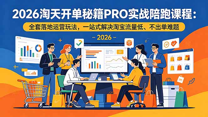 (18844期)2026淘天开单秘籍PRO实战陪跑课程:全套落地运营玩法,一站式解决淘宝流量低、不出单难题-齐力副业