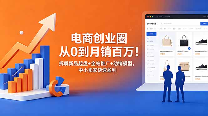 (18831期)电商创业圈从0到月销百万!拆解新品起盘+全站推广+动销模型,中小卖家快速盈利-齐力副业