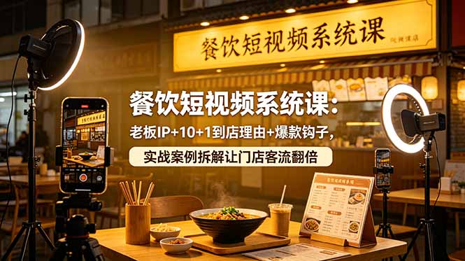 (18712期)餐饮短视频系统课:老板IP+10+1到店理由+爆款钩子,实战案例拆解让门店客流翻倍-齐力副业