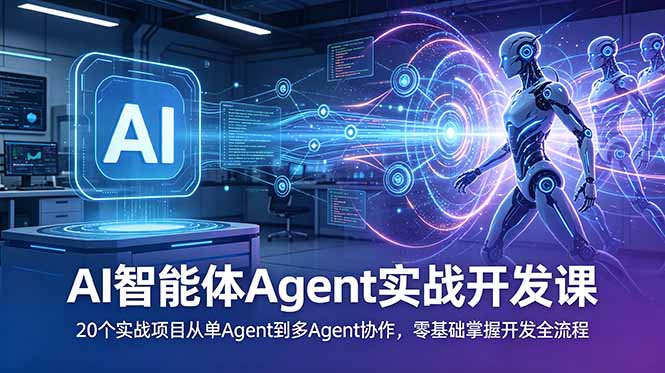 (18983期)AI智能体Agent实战开发课:20个实战项目从单Agent到多Agent协作,零基础掌握开发全流程-齐力副业