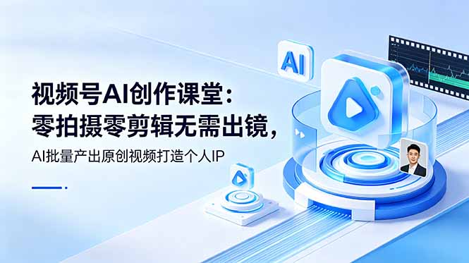 （19049期）视频号AI创作课堂：零拍摄零剪辑无需出镜，AI批量产出原创视频打造个人IP-齐力副业