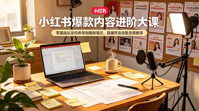 （19118期）小红书爆款内容进阶大课，零基础从定位养号到爆款笔记，直播开店完整变现教学-齐力副业