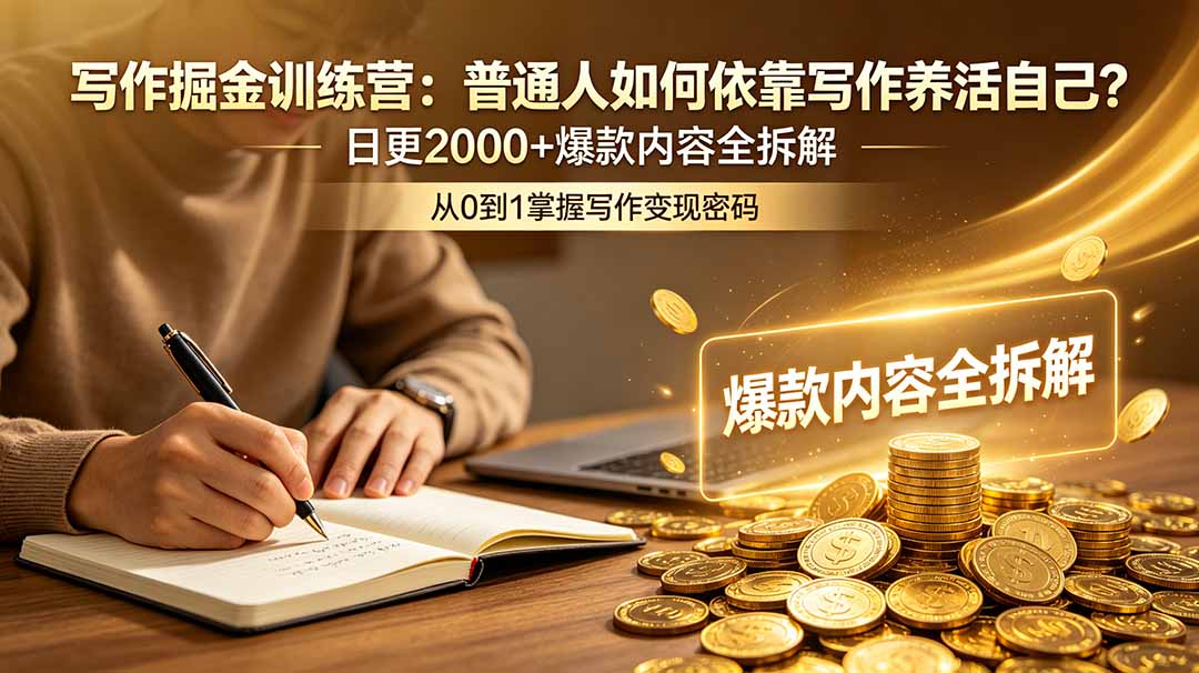 （18901期）写作掘金训练营：普通人如何依靠写作养活自己？日更2000+爆款内容全拆解-齐力副业