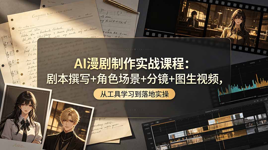 （19020期）AI漫剧制作实战课程：剧本撰写+角色场景+分镜+图生视频，从工具学习到落地实操-齐力副业