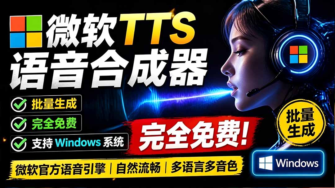 （19494期）微软 TTS 免费语音配音生成器，完全免费，支持多语音、多音色选择，Windows系统专用 TTS语音合成器插图1