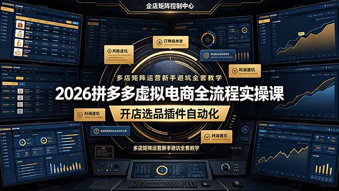 (19136期)2026拼多多虚拟电商全流程实操课,开店选品插件自动化,多店矩阵运营新手避坑全套教学-齐力副业