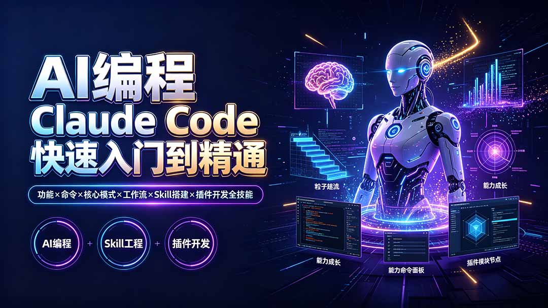 (19306期)AI编程 Claude Code快速入门到精通:功能×命令×核心模式×工作流×Skill搭建×插件开发全技能-齐力副业
