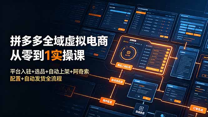 (19139期)拼多多全域虚拟电商从零到1实操课:平台入驻+选品+自动上架+阿奇索配置+自动发货全流程-齐力副业