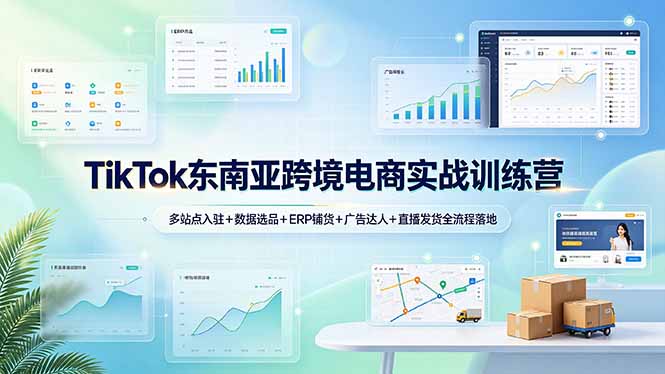 (19155期)TikTok东南亚跨境电商实战训练营:多站点入驻+数据选品+ERP铺货+广告达人+直播发货全流程落地-齐力副业