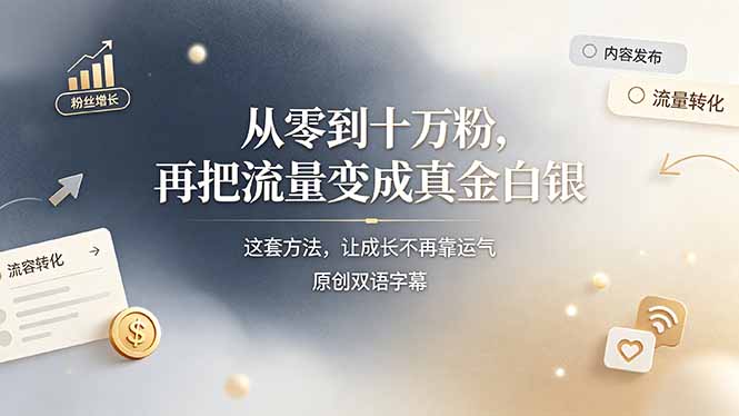(19198期)从零到十万粉,再把流量变成真金白银——这套方法,让成长不再靠运气【原创双语字幕】-齐力副业