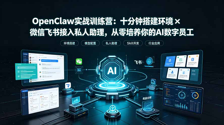 (19287期)OpenClaw实战特训营:十分钟搭建环境×微信飞书接入私人助理,从零培养你的AI数字员工-齐力副业