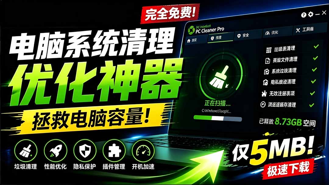 (19282期)轻松吊打Win系统自带工具!电脑清理优化神器,拯救电脑容量,仅5MB,完全免费使用 PC Cleaner Pro插图 (19282期)轻松吊打Win系统自带工具!电脑清理优化神器,拯救电脑容量,仅5MB,完全免费使用 PC Cleaner Pro插图