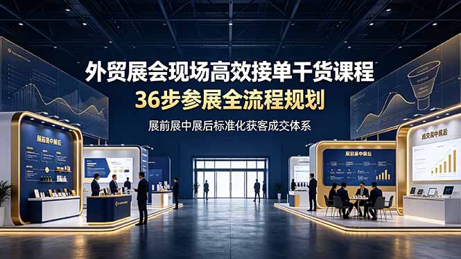 (19157期)外贸展会现场高效接单干货课程,36步参展全流程规划,展前展中展后标准化获客成交体系-齐力副业