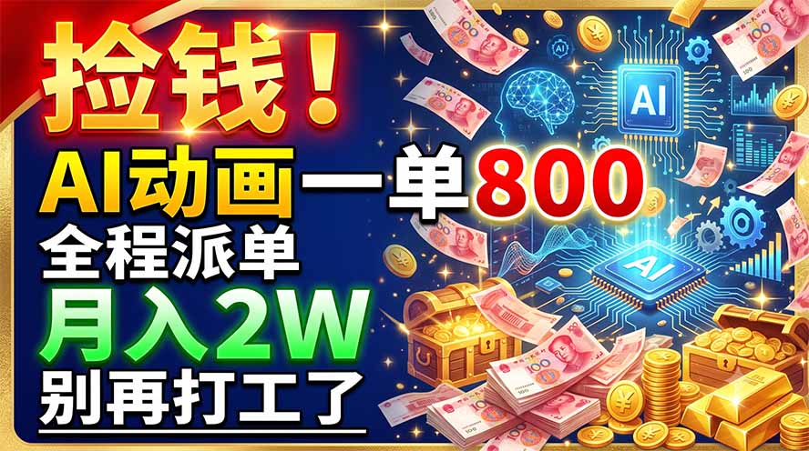（19330期）捡钱！AI动画一单800，全程派单，月入2W，别再打工了-齐力副业