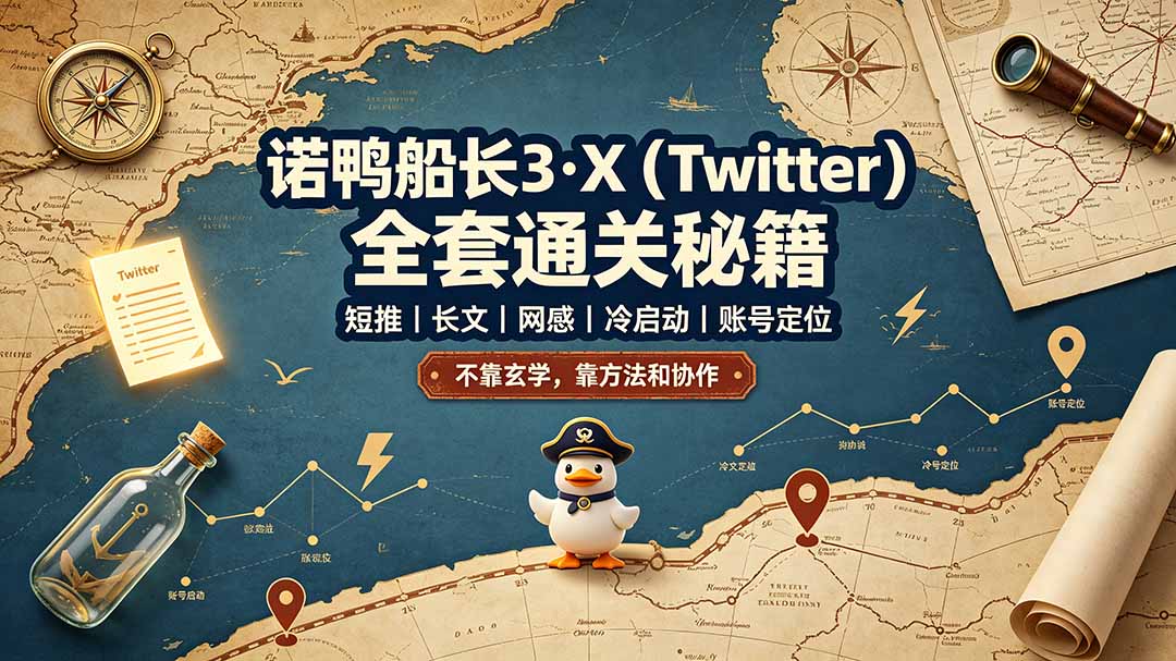 (19215期)诺鸭船长3·X(Twitter)全套通关秘籍,短推、长文、网感、冷启动、账号定位,不靠玄学,靠方法和协作-齐力副业