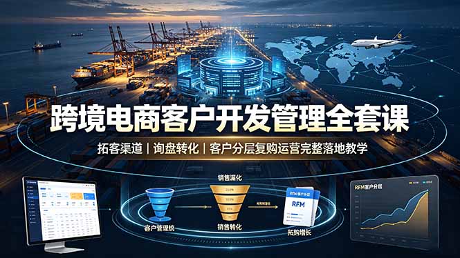 (19274期)跨境电商客户开发管理全套课·拓客渠道|询盘转化|客户分层复购运营完整落地教学-齐力副业