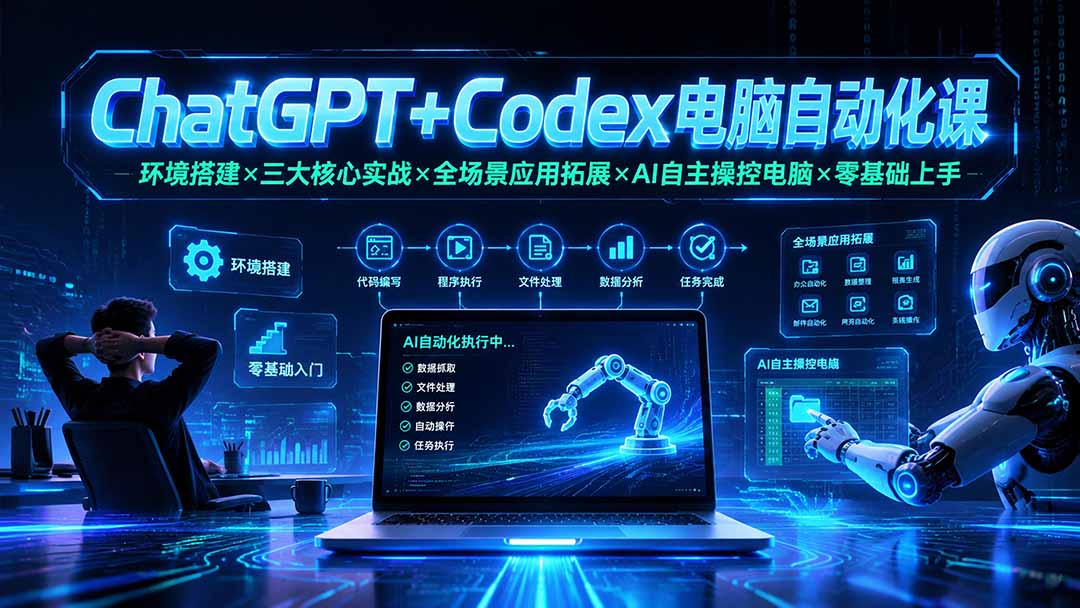 （19583期）ChatGPT+Codex电脑自动化课：环境搭建×三大核心实战×全场景应用拓展×AI自主操控电脑×零基础上手插图1