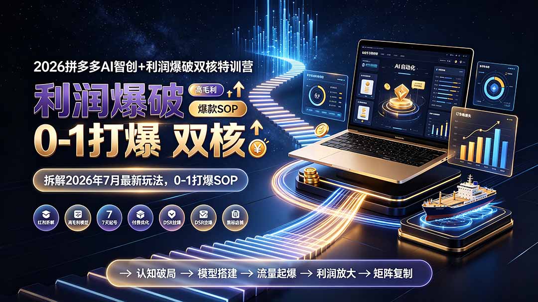 (19307期)2026拼多多AI智创+利润爆破双核特训营-拆解2026年7月最新玩法,0-1打爆SOP插图1 (19307期)2026拼多多AI智创+利润爆破双核特训营-拆解2026年7月最新玩法,0-1打爆SOP插图1