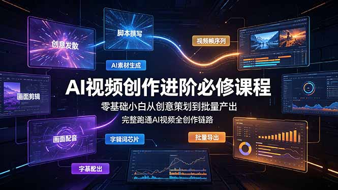 （19159期）AI视频创作进阶必修课程：零基础小白从创意策划到批量产出，完整跑通AI视频全创作链路-齐力副业