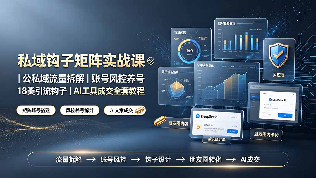 （19321期）私域钩子矩阵实战课〓公私域流量拆解｜账号风控养号｜18类引流钩子｜AI工具成交全套教程-齐力副业