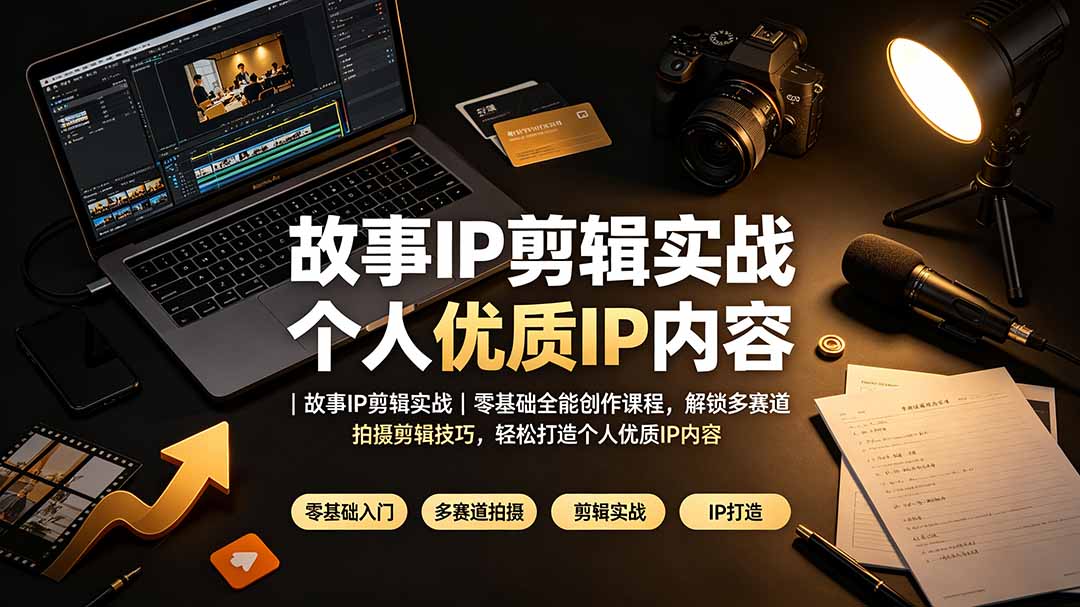 (19550期)故事IP剪辑实战|零基础全能创作课程,解锁多赛道拍摄剪辑技巧,轻松打造个人优质IP内容-齐力副业