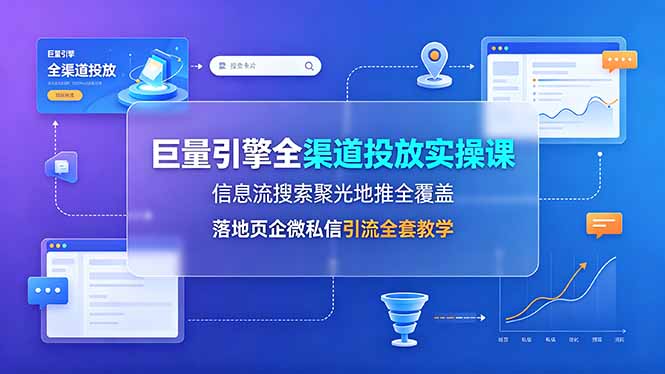 (19181期)巨量引擎全渠道投放实操课,信息流搜索聚光地推全覆盖,落地页企微私信引流全套教学-齐力副业