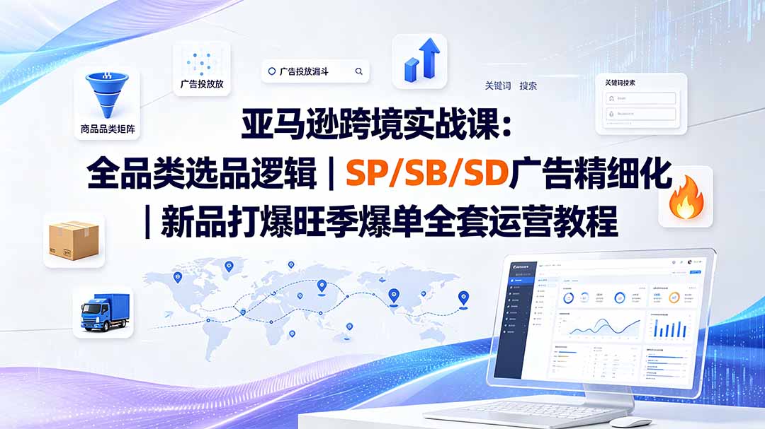 （19563期）亚马逊跨境实战课-更新：全品类选品逻辑｜SP/SB/SD广告精细化｜新品打爆旺季爆单全套运营教程-齐力副业