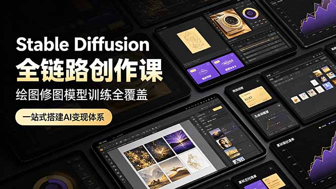 （19154期）Stable Diffusion全链路创作课，绘图修图模型训练全覆盖，一站式搭建AI变现体系-齐力副业