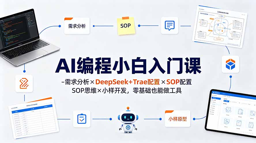 （19539期）AI编程小白入门课-需求分析×DeepSeek+Trae配置×SOP思维×小样开发，零基础也能做工具-齐力副业