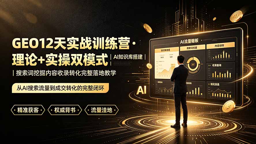 (19277期)GEO12天实战训练营·理论+实操双模式|AI知识库搭建|搜索词挖掘内容收录转化完整落地教学-齐力副业