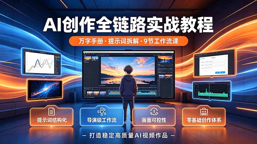 (19247期)AI创作全链路实战教程|万字手册·提示词拆解·9节工作流课,打造稳定高质量AI视频作品-齐力副业