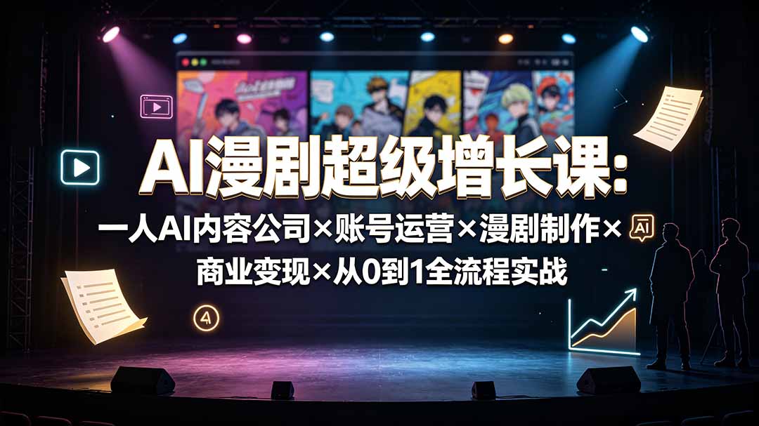 (19553期)AI漫剧超级增长课:一人AI内容公司×账号运营×漫剧制作×商业变现×从0到1全流程实战-齐力副业