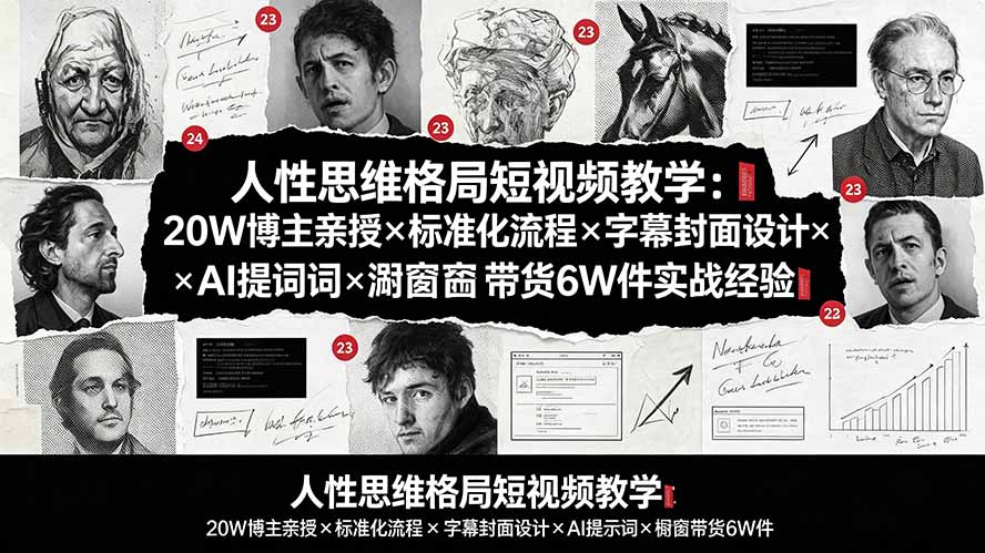 （19538期）人性思维格局短视频教学：20W博主亲授×标准化流程×字幕封面设计×AI提示词×橱窗带货6W件实战经验-齐力副业