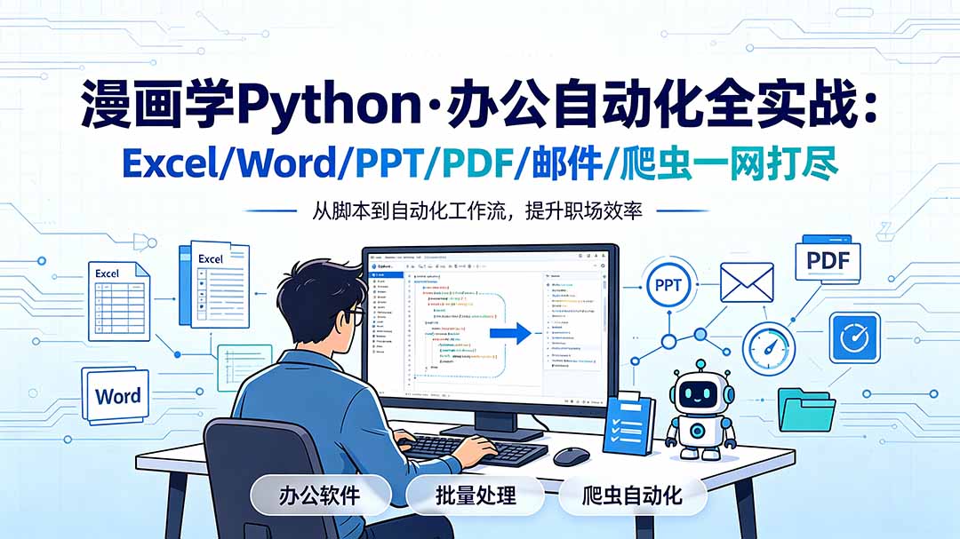 (19270期)漫画学Python·办公自动化全实战:Excel/Word/PPT/PDF/邮件/爬虫一网打尽-齐力副业