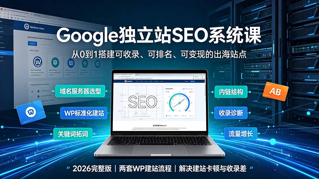 (19426期)Google独立站SEO-7月系统课:出海基建×WordPress建站×AI内容生产×站内外优化×Search Console×AdSense变现-齐力副业