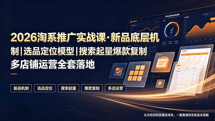 (19272期)2026淘系推广实战课·新品底层机制|选品定位模型|搜索起量爆款复制多店铺运营全套落地教程-齐力副业