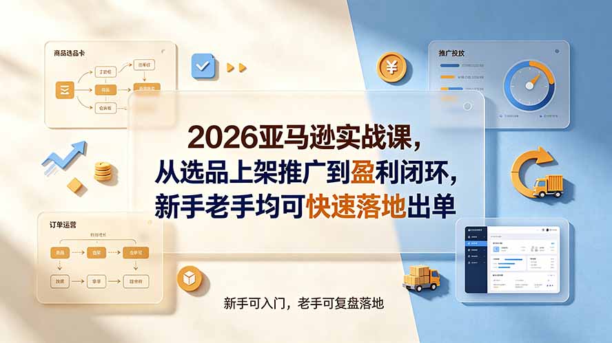 (19467期)2026亚马逊实战课,从选品上架推广到盈利闭环,新手老手均可快速落地出单-齐力副业