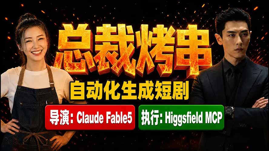 (19541期)《总裁烤串》真人短剧全自动诞生!Claude Fable5 当导演,Higgsfield MCP 执行!-齐力副业