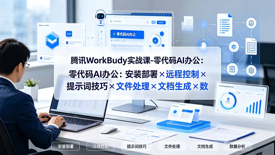 （19325期）腾讯WorkBuddy实战课-零代码AI办公：安装部署×远程控制×提示词技巧×文件处理×文档生成×数据分析-齐力副业
