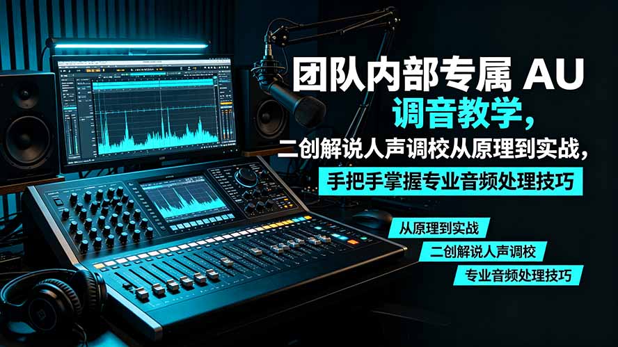 （19517期）某大佬团队内部专属 AU 调音教学，二创解说人声调校从原理到实战，手把手掌握专业音频处理技巧-齐力副业