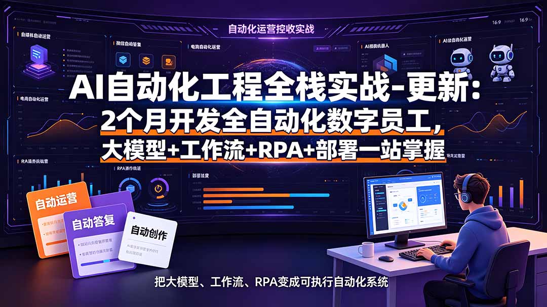 (19279期)AI自动化工程全栈实战-更新:2个月开发全自动化数字员工,大模型+工作流+RPA+部署一站式掌握-齐力副业