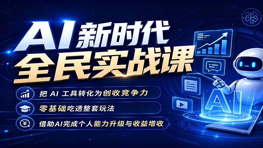 (19519期)AI新时代全民实战课,把 AI 工具转化为创收竞争力,零基础吃透整套玩法,借助AI完成个人能力升级与收益增收。-齐力副业