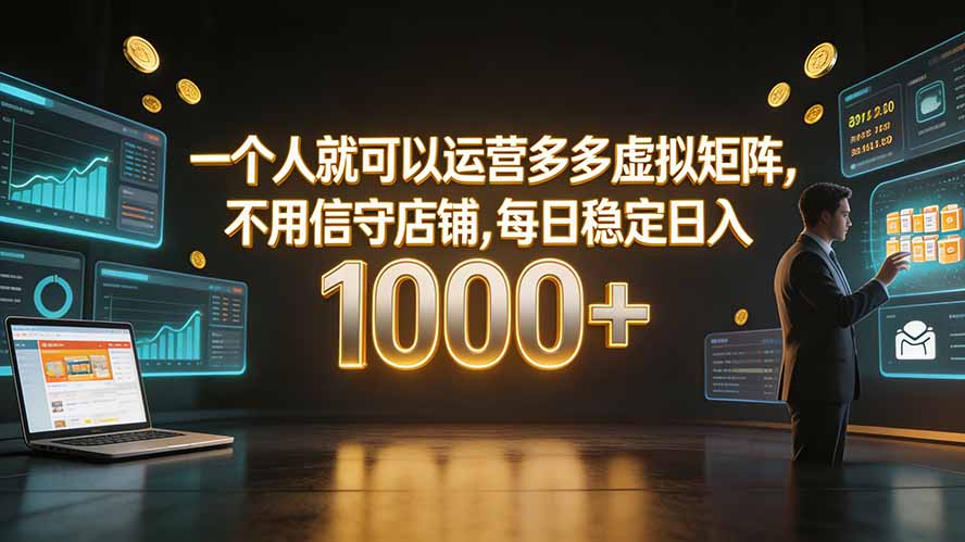 （19622期）一个人就可以运营多多虚拟矩阵，不用值守店铺，每日稳定日入 1000+-齐力副业