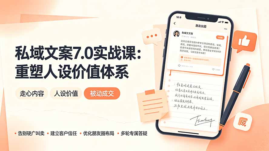 (19313期) 私域文案实战课7.0:重塑人设价值体系|-告别硬广推销×走心内容×自我价值塑造,实现被动成交-齐力副业