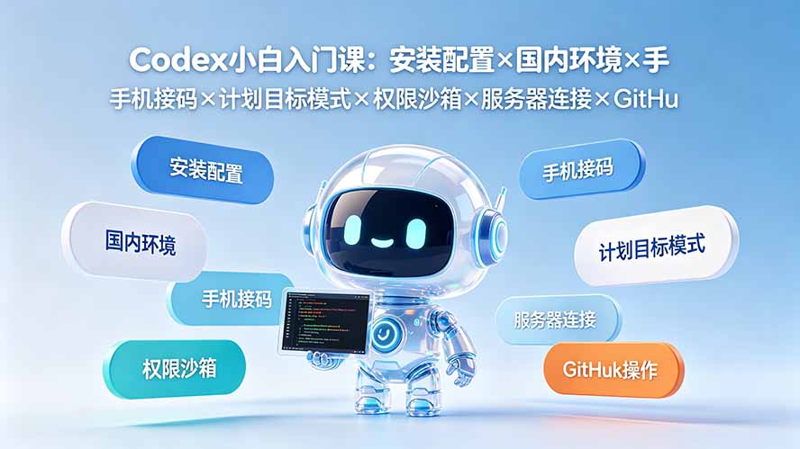 (19402期)Codex小白入门课:安装配置×国内环境×手机接码×计划目标模式×权限沙箱×服务器连接×GitHub操作-齐力副业