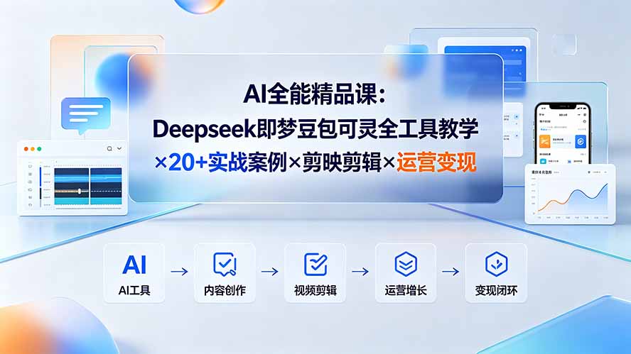 (19278期)AI全能精品课:Deepseek即梦豆包可灵全工具教学×20+实战案例×剪映剪辑×运营变现-齐力副业