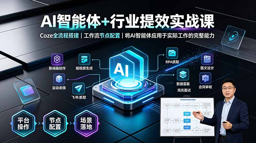 (19281期)AI智能体+行业提效实战课·Coze全流程搭建|工作流节点配置|将AI智能体应用于实际工作的完整能力-齐力副业