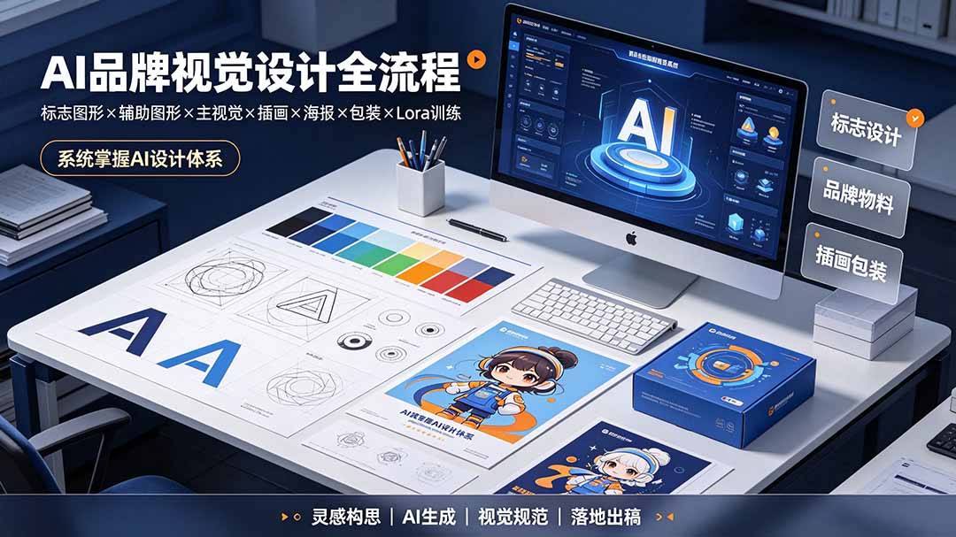 (19372期)AI品牌视觉设计全流程:标志图形×辅助图形×主视觉×插画×海报×包装×Lora训练,系统掌握AI设计体系-齐力副业
